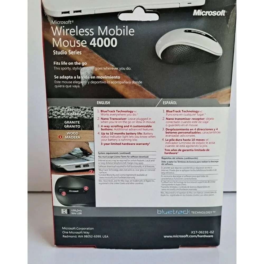 Microsoft Mobile 4000 Wireless BlueTrack Mouse 1383 SEALED NEW
